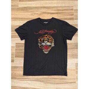 Ed Hardy Mens Tiger Rhinestone Graphic T-Shirt Black Short Sleeve Size M